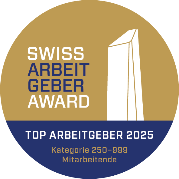 Zertifikat des Swiss Arbeitgeber Awards 2025 in der Kategorie 250-999 Mitarbeitende